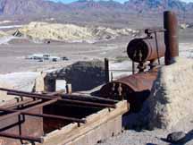 Old borax boiler with our motoehome in background